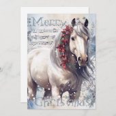 PaardenwinterkerstWaterverf Feestdagenkaart (Voorkant / Achterkant)