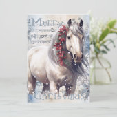 PaardenwinterkerstWaterverf Feestdagenkaart (Staand voorkant)