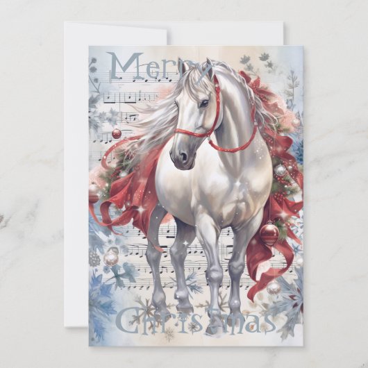 PaardenwinterkerstWaterverf Feestdagenkaart (Voorkant)