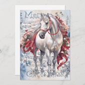 PaardenwinterkerstWaterverf Feestdagenkaart (Voorkant / Achterkant)