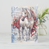 PaardenwinterkerstWaterverf Feestdagenkaart (Staand voorkant)