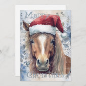 PaardenwinterkerstWaterverf Feestdagenkaart (Voorkant / Achterkant)