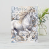 PaardenwinterkerstWaterverf Feestdagenkaart (Staand voorkant)