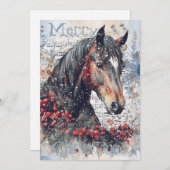 PaardenwinterkerstWaterverf Feestdagenkaart (Voorkant / Achterkant)