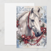 PaardenwinterkerstWaterverf Feestdagenkaart (Voorkant / Achterkant)