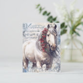 PaardenwinterkerstWaterverf Feestdagenkaart (Staand voorkant)