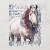 PaardenwinterkerstWaterverf Feestdagenkaart (Voorkant)