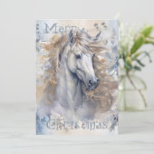 PaardenwinterkerstWaterverf Feestdagenkaart (Staand voorkant)
