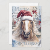 PaardenwinterkerstWaterverf Feestdagenkaart (Voorkant / Achterkant)