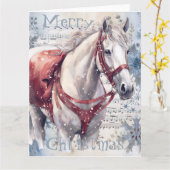 PaardenwinterkerstWaterverf Kaart (Gele Bloem)