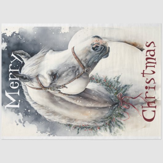 PaardenwinterkerstWaterverf Tissuepapier (Voorkant)