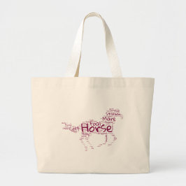 Paardenwoord Cloud Uniek ontwerp in Maroon Grote Tote Bag