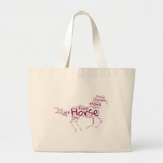 Paardenwoord Cloud Uniek ontwerp in Maroon Grote Tote Bag (Voorkant)