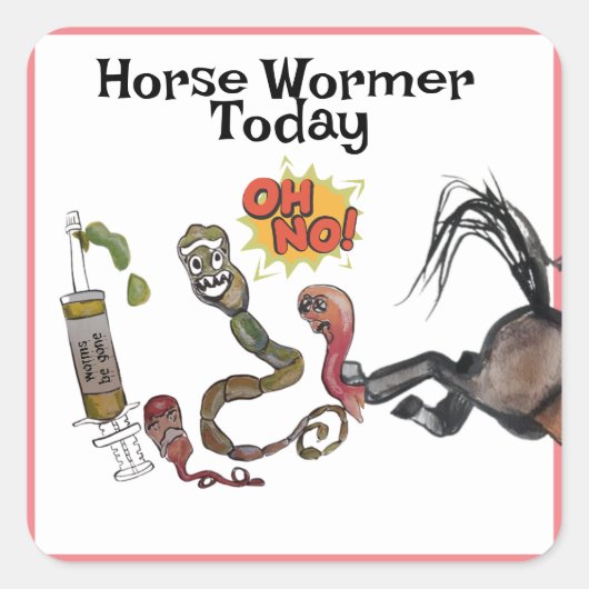 Paardenwormer vierkante sticker (Voorkant)