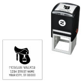 Paardenzadel Silhouette Retouradres Zelfinktende Stempel (In situ)