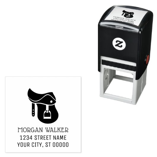 Paardenzadel Silhouette Retouradres Zelfinktende Stempel (In situ)