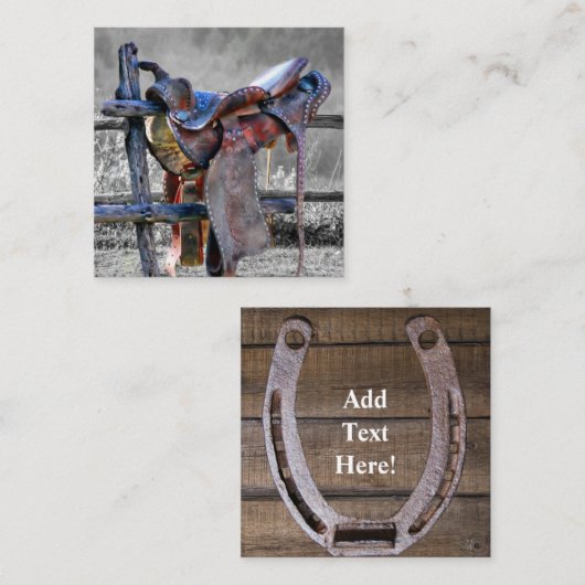 Paardenzadels op een Westerne kaart met hoekafdekk Notitiekaartje (Voorkant / Achterkant)
