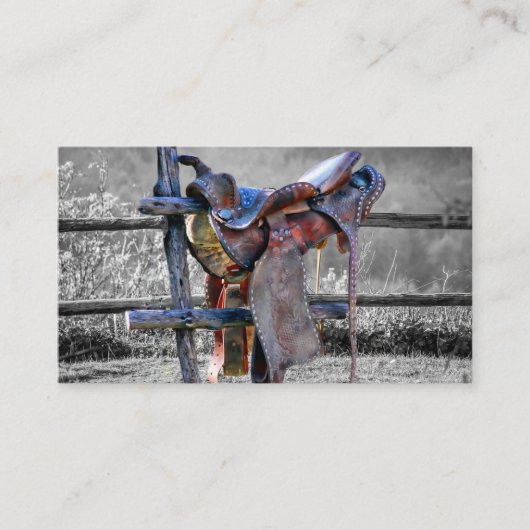 Paardenzadels op het Western Visitekaartje van het (Voorkant)