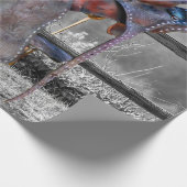 Paardenzadels op korraalhek Western Cadeaupapier (Hoek)