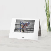 Paardenzadels op korraalhek Western Kaart (Achterkant)