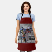 Paardenzadels op korraalhek Western Schort (Gedragen)