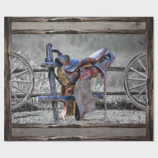 Paardenzadels, Westerne wagelwielen Cadeaupapier (Vlak)