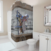 Paardenzadels, Westerne wagelwielen Douchegordijn (In situ)