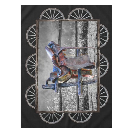 Paardenzadels, Westerne wagelwielen Tafelkleed (Voorkant)