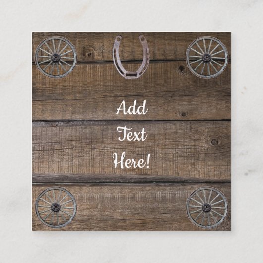 Paardenzadels, Westerne wagelwielen Vierkante Visitekaartje (Achterkant)