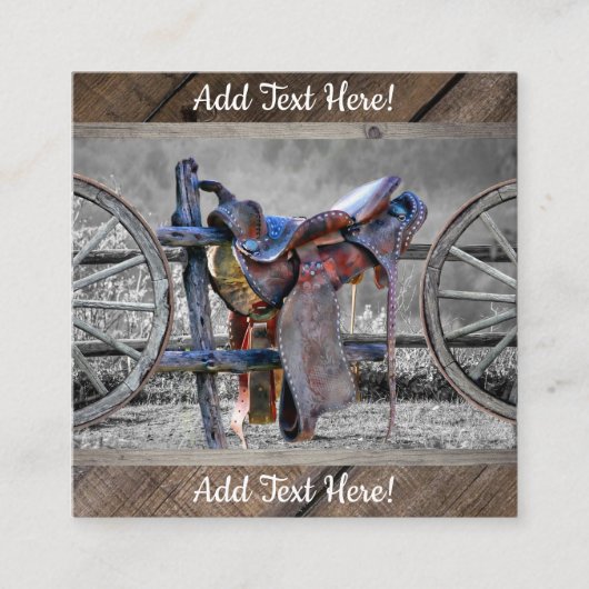 Paardenzadels, Westerne wagelwielen Vierkante Visitekaartje (Voorkant)