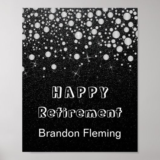 Paardenzilver-Confetti sterren op zwart Poster (Voorkant)