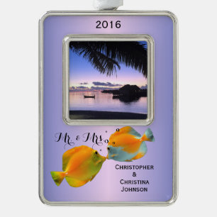 Paardenzoete Kisses Maldiven Sunset Coral Fish Verzilverd Omlijst Ornament