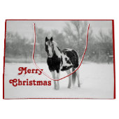 Paardenzwart en witte sneeuwfoto Kerstmis Groot Cadeauzakje (Voorkant)