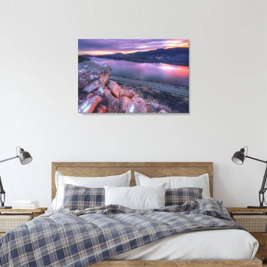 Paardetandreservoir Winter zonsondergang Canvas Afdruk (Insitu (Slaapkamer))