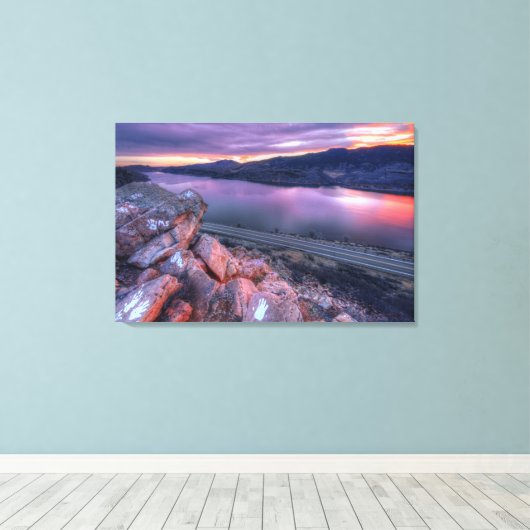 Paardetandreservoir Winter zonsondergang Canvas Afdruk (Insitu (Houten vloer))