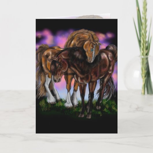 Paardetrouw~ Zonnepaarden begroetingskaarten Kaart (Voorkant)