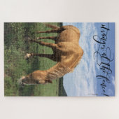 Paardfoto "Stranger at the Fence"-typografie Legpuzzel (Horizontaal)