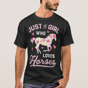 Paardje gewoon een meisje dat van het paardenrenne t-shirt