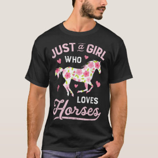 Paardje gewoon een meisje dat van het paardenrenne t-shirt
