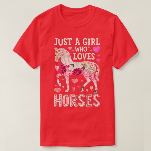 Paardje gewoon een meisje dat van het paardenrenne t-shirt (Design voorkant)