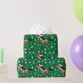 Paardje in kerstboomschilderkunst in Santa Hat Cadeaupapier
