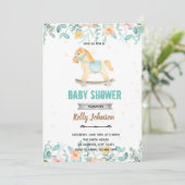 Paardje schommel badfeest verjaardagsfeest uitnodi kaart (Staand voorkant)