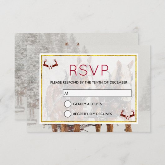 Paardkorst Slaapse kerstscène RSVP Kaart (Voorkant / Achterkant)