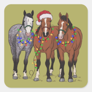 Paardliefhebber Kerst Dierenboerderij Dierenliefhe Vierkante Sticker