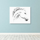 Paardportret potloodtekening Equestriene kunst Canvas Afdruk (Insitu (Houten vloer))