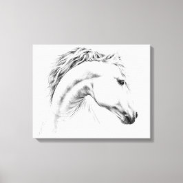 Paardportret potloodtekening Equestriene kunst Canvas Afdruk