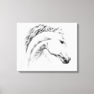 Paardportret potloodtekening Equestriene kunst Canvas Afdruk