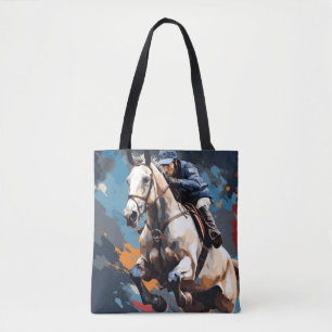 Paardrijden Actie Sport Schilderen Abstracte kunst Tote Bag