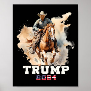 Paardrijden Amerikaanse vlag Cowboy 1 Poster