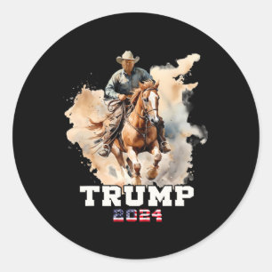Paardrijden Amerikaanse vlag Cowboy 1 Ronde Sticker